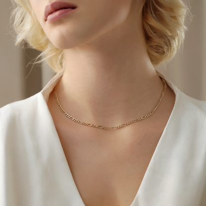 Figaro Chain 3 mm Necklace 14K Gold