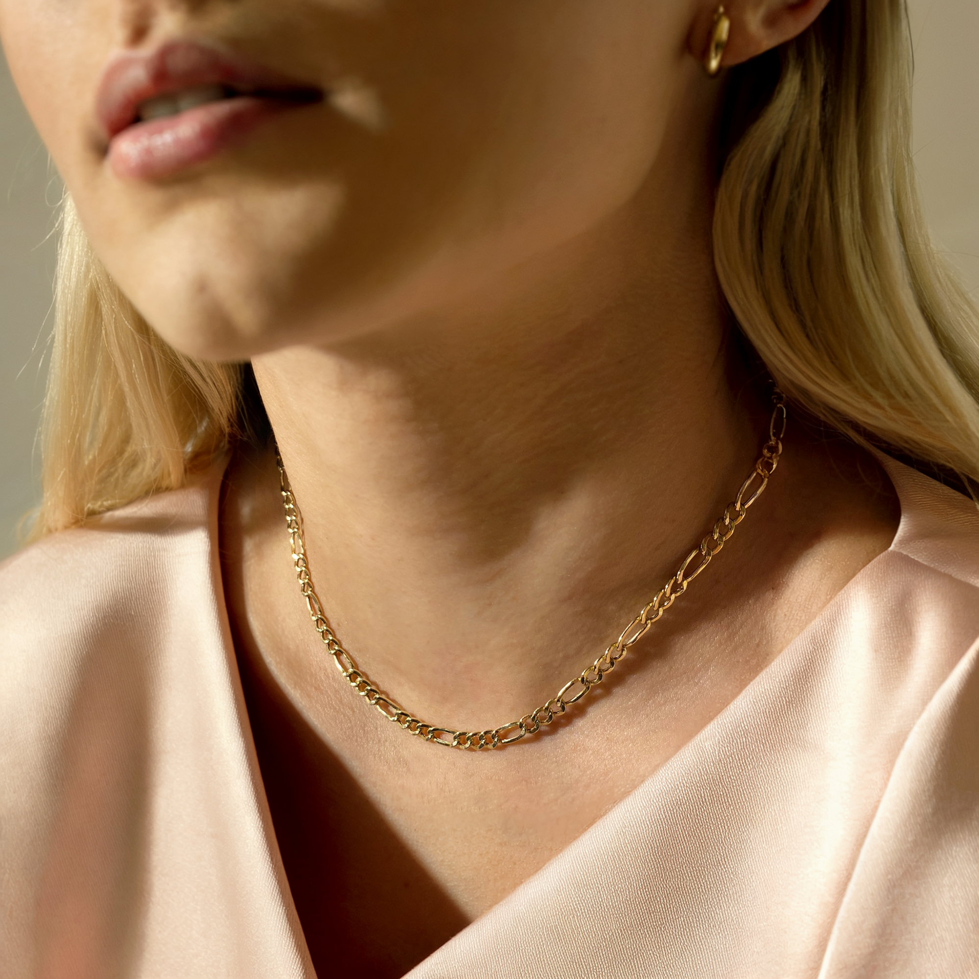 Figaro Chain 4mm Necklace 14K Gold