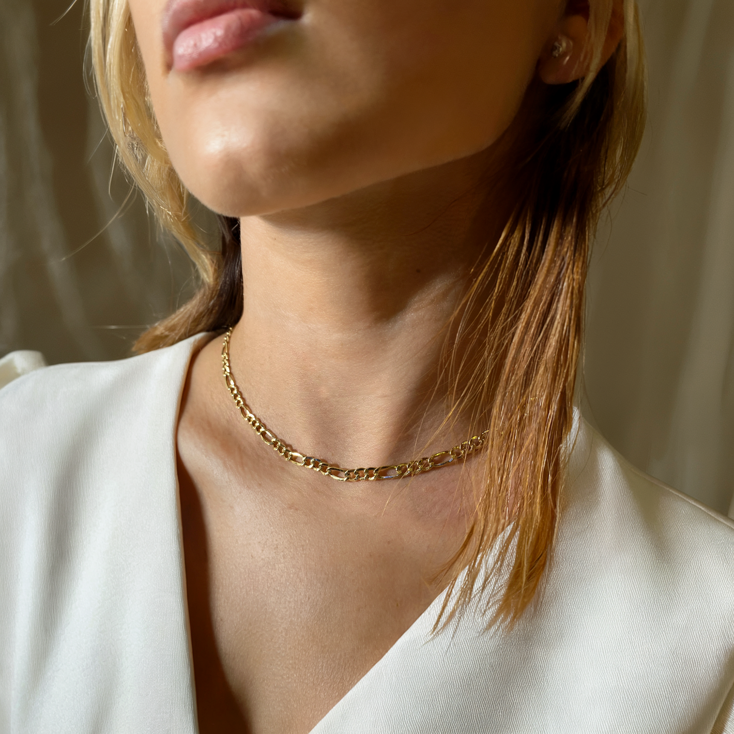 Figaro Chain 4mm Necklace 14K Gold