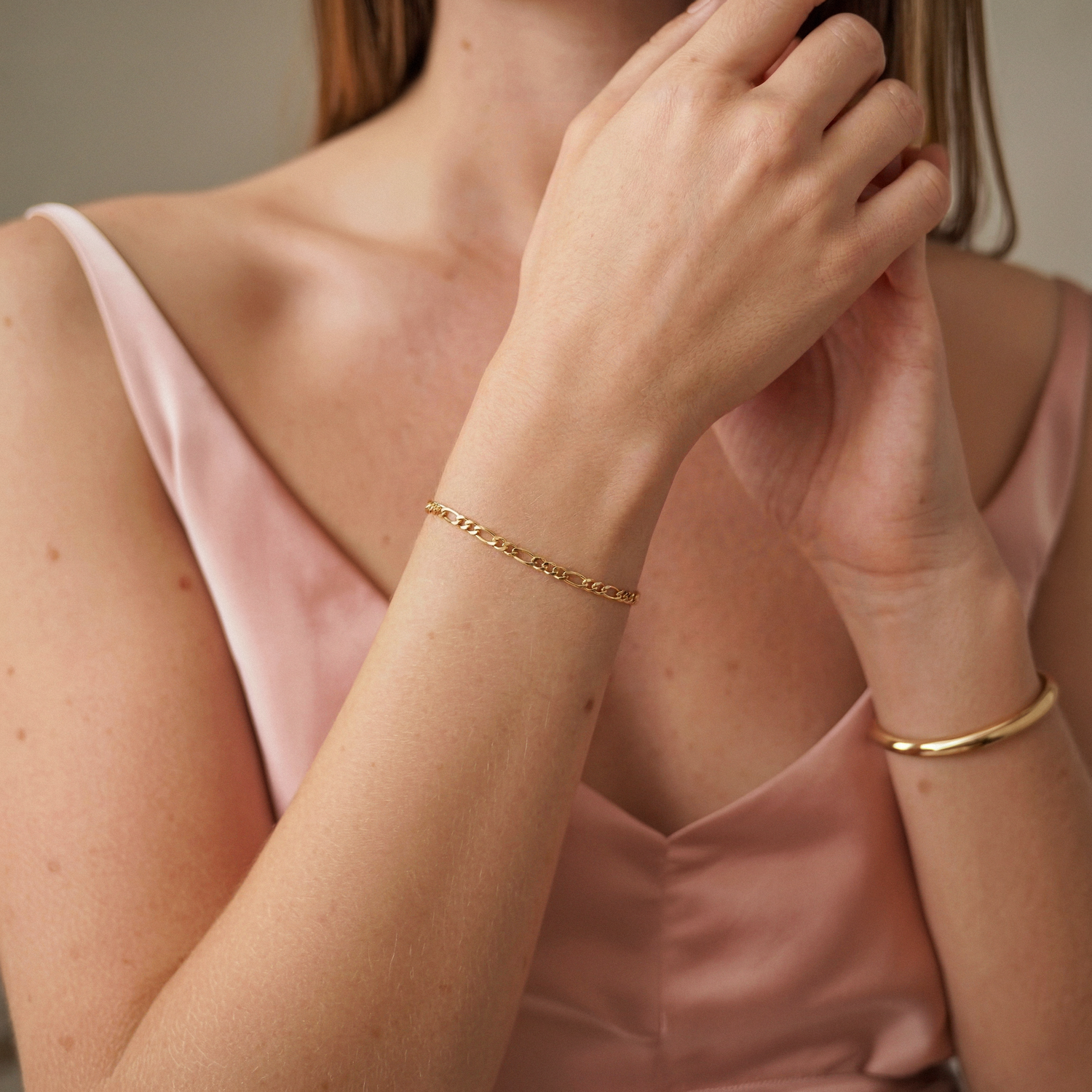 Figaro Chain Bracelet 14K Gold