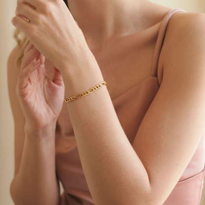 Figaro Chain Bracelet 14K Gold