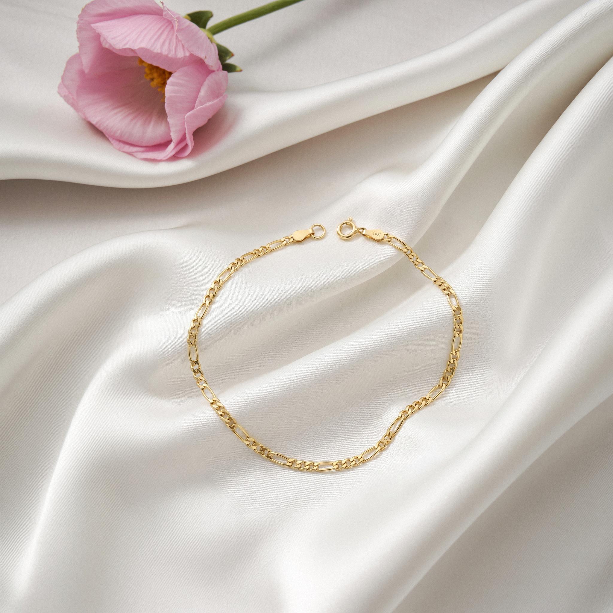 Figaro Chain Bracelet 14K Gold