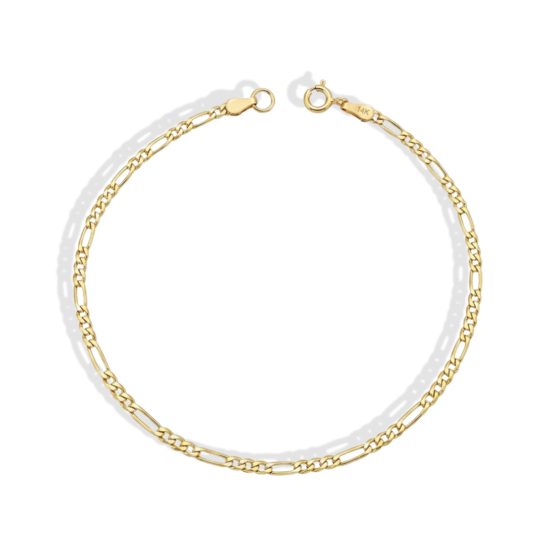Figaro Chain Bracelet 14K Gold