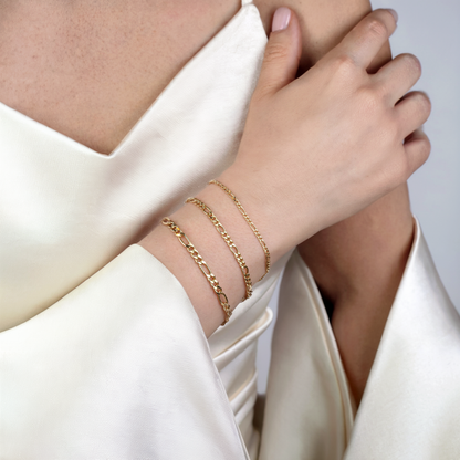 Figaro Chain Bracelet 14K Gold