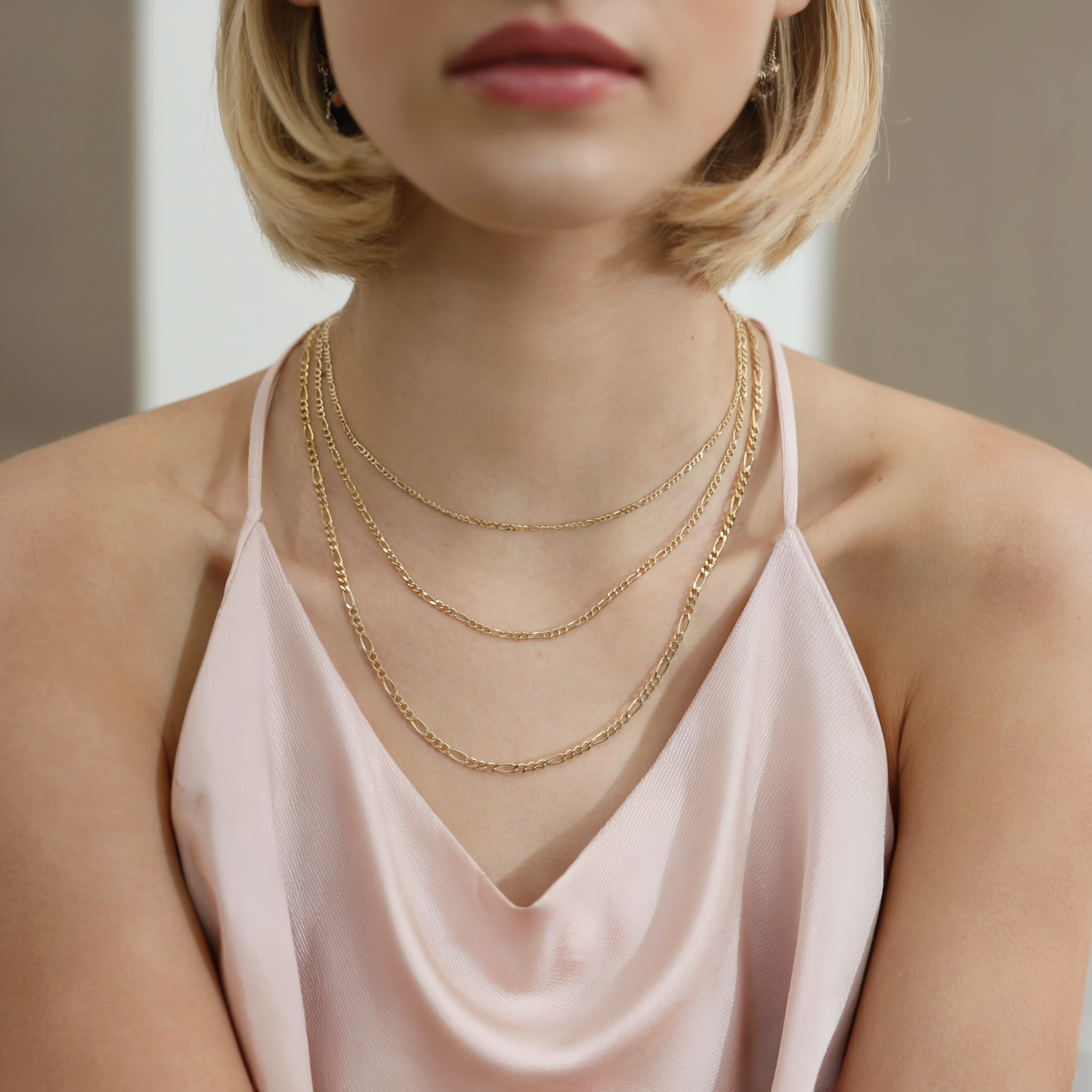 Figaro Chain Necklace 14K Gold