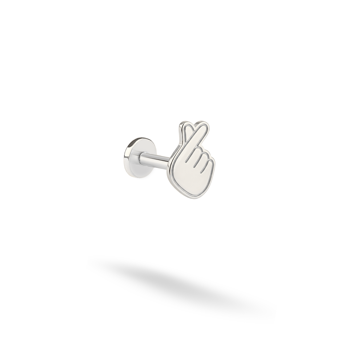 Finger Heart Korean Love Flatback Ear Piercing 14K Gold / Silver