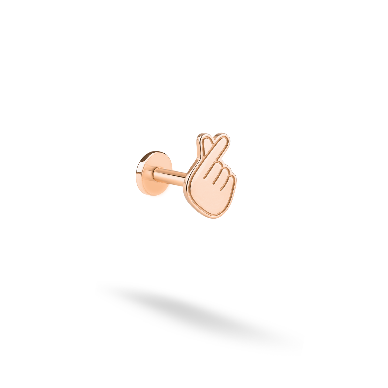 Finger Heart Korean Love Flatback Ear Piercing 14K Gold / Silver