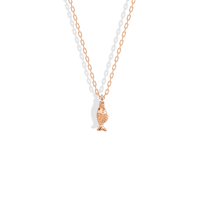 Rose gold fish charm, the pink tone warming the scale detail