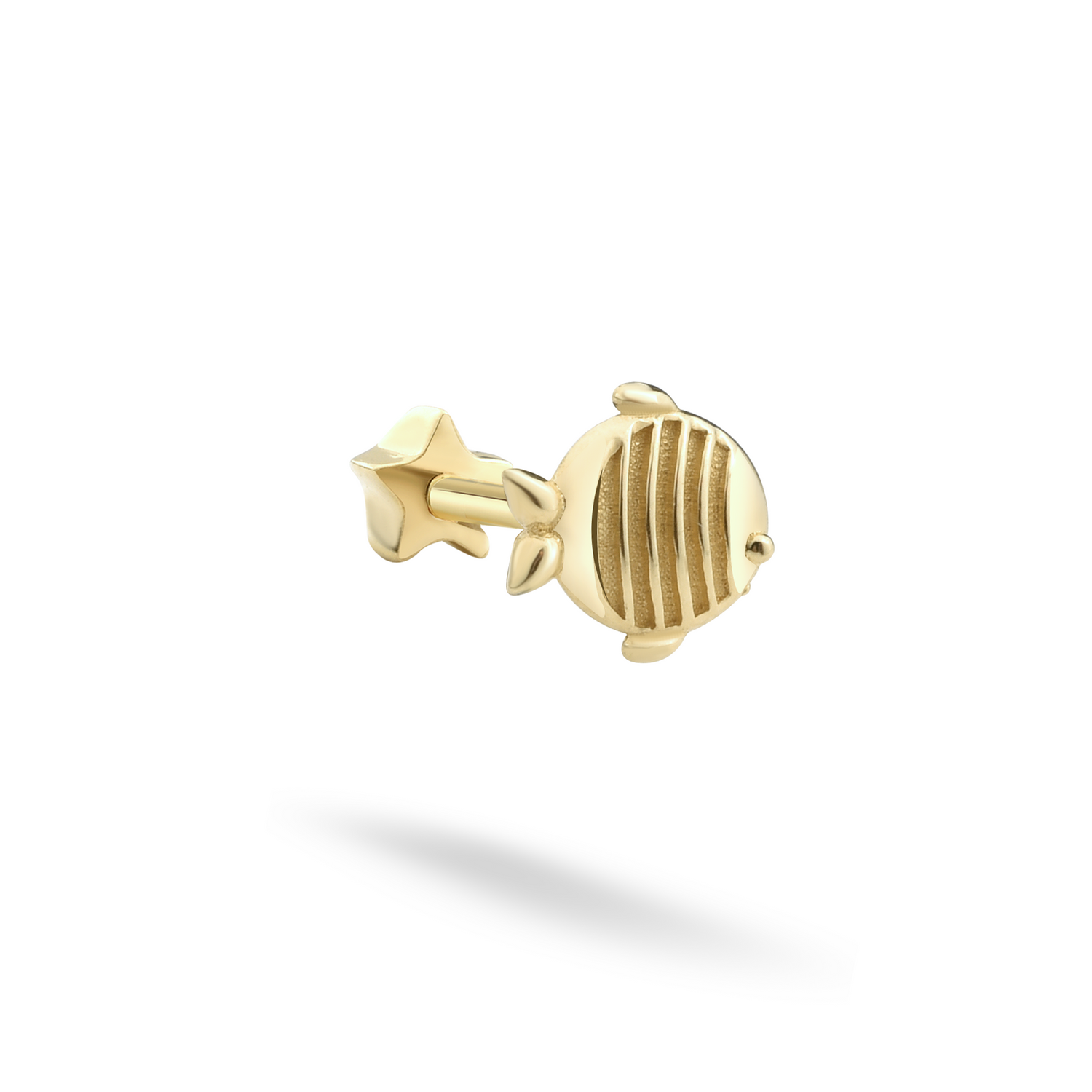 Fish Flatback Ear Piercing 14K Gold