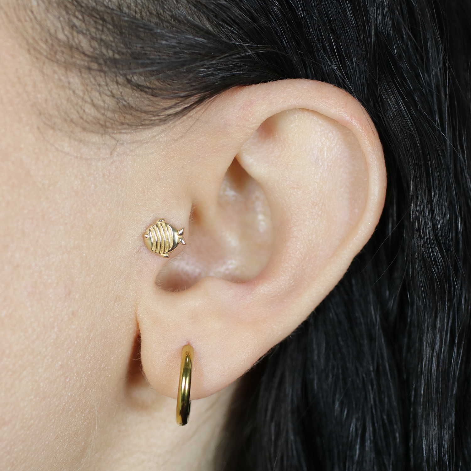 Goldfish Flatback Ear Piercing 14K Gold