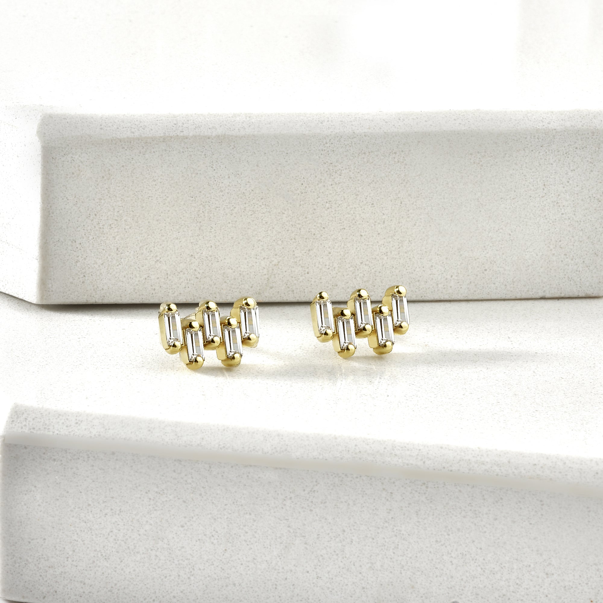 Five Cross Diamond Earrings 14K Gold