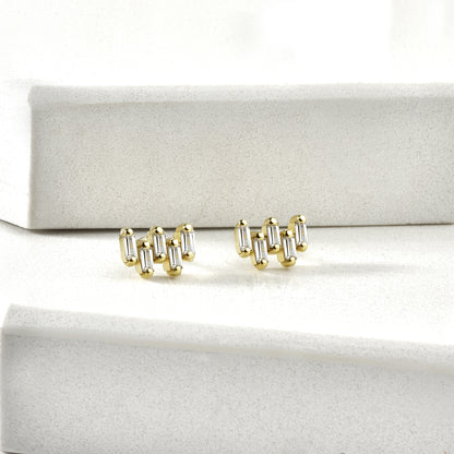 Five Cross Diamond Earrings 14K Gold