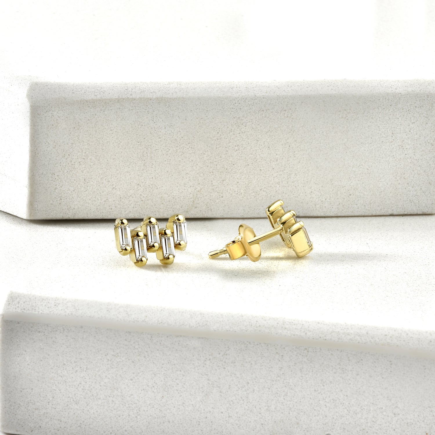 Five Cross Diamond Earrings 14K Gold