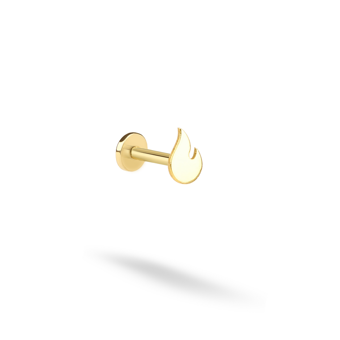 Flame Flatback Ear Piercing 14K Gold