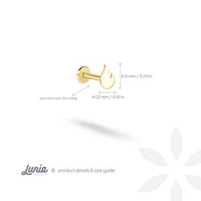 Flame Flatback Ear Piercing 14K Gold