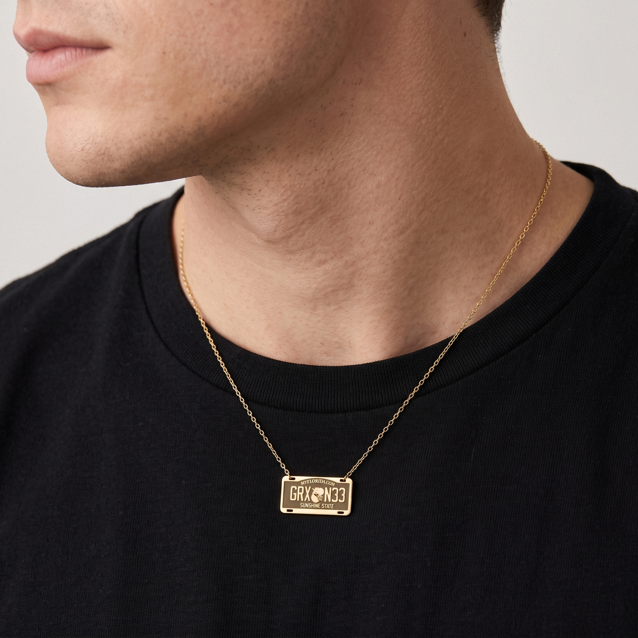 Florida Car License Plate Custom Necklace 14K Gold / Silver