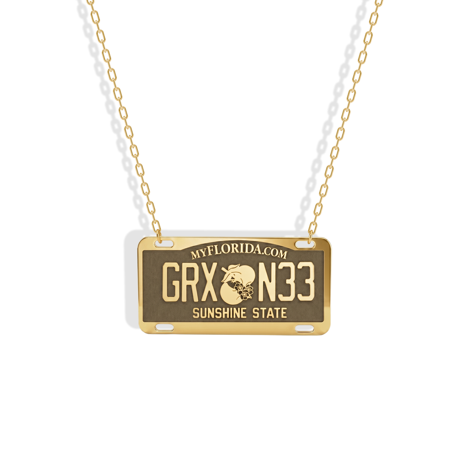 Florida Car License Plate Custom Necklace 14K Gold / Silver