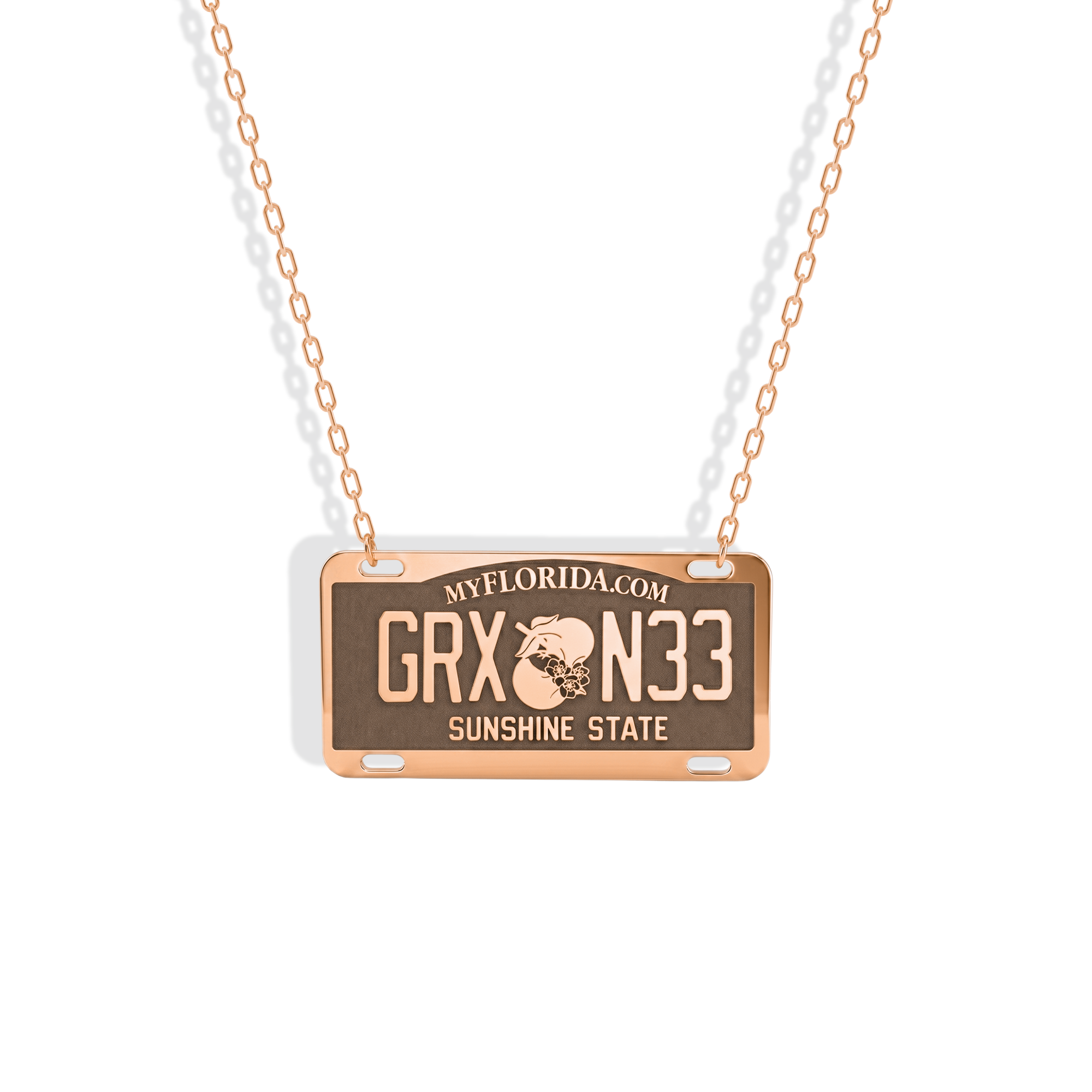 Florida Car License Plate Custom Necklace 14K Gold / Silver