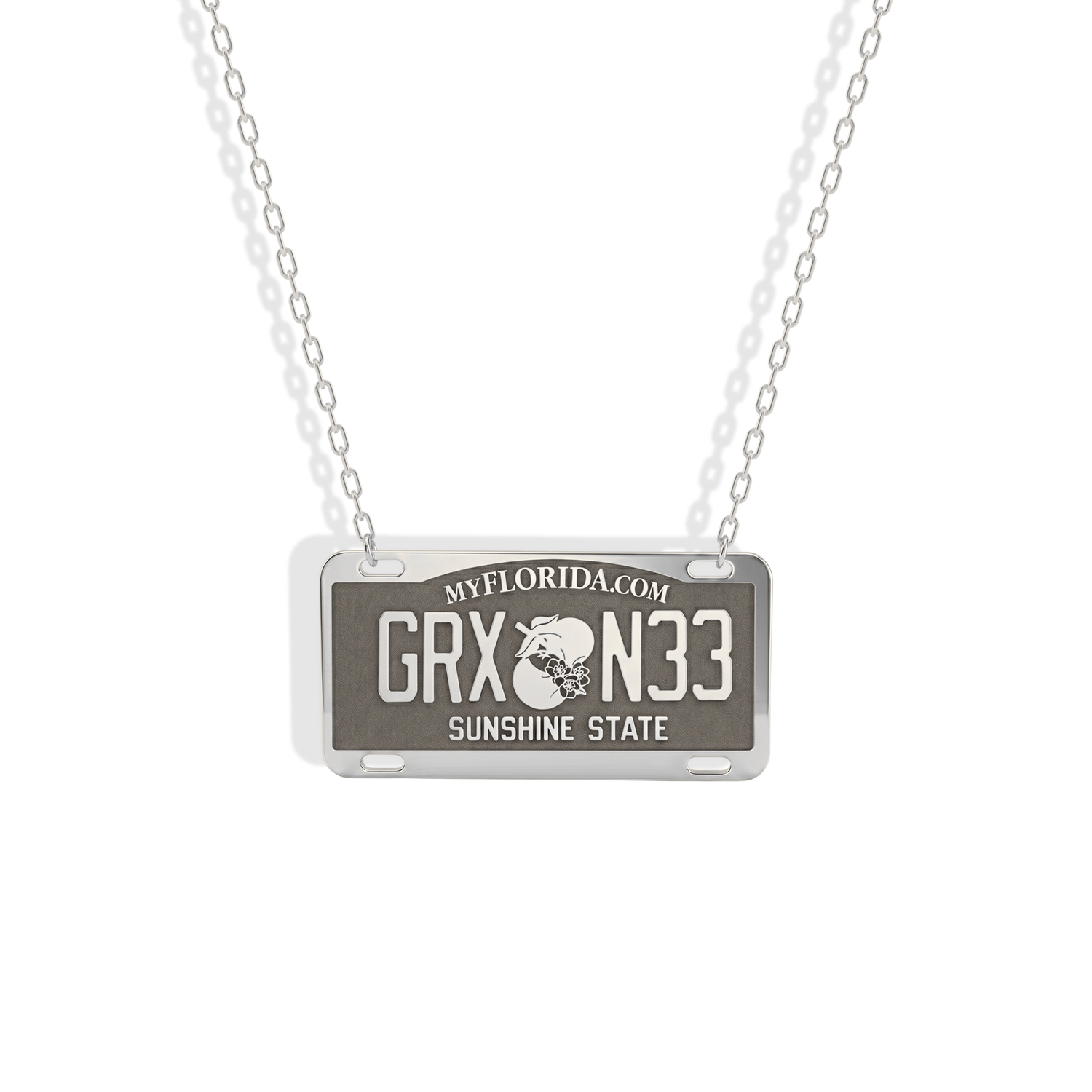 Florida Car License Plate Custom Necklace 14K Gold / Silver