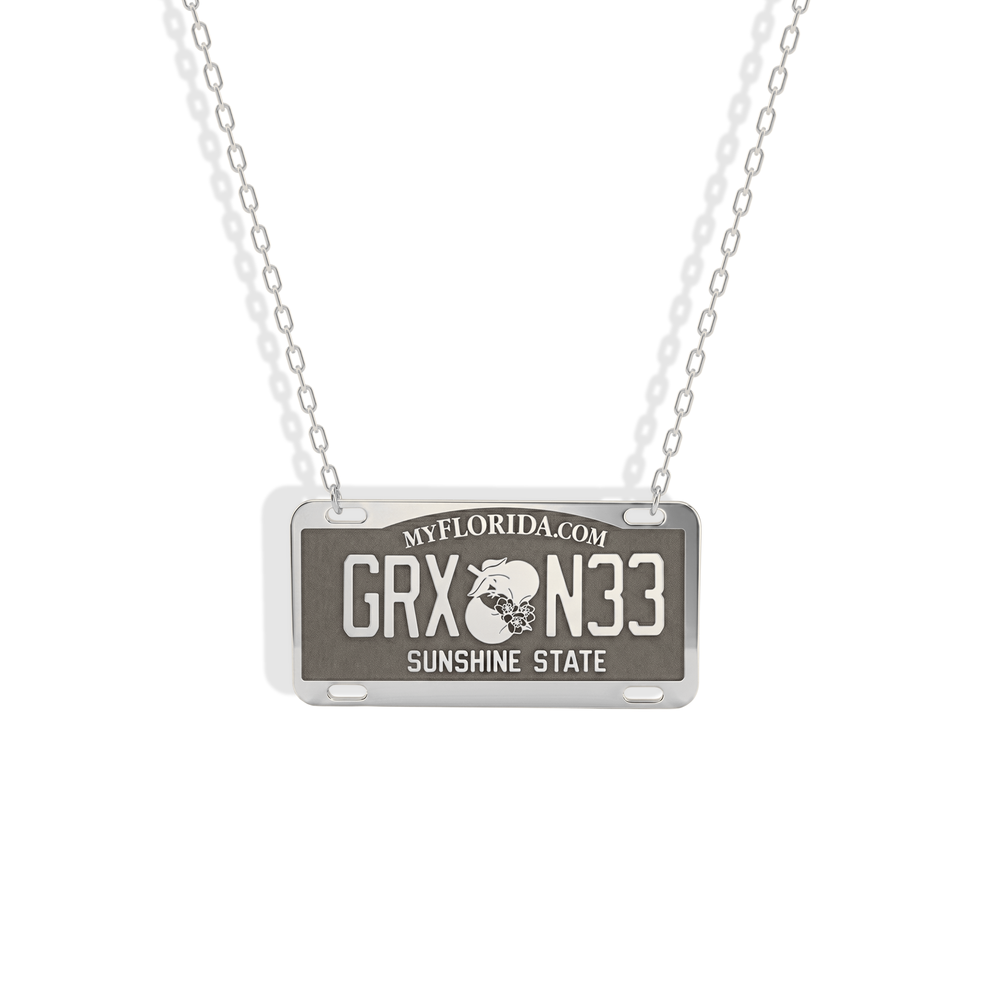 Florida Car License Plate Custom Necklace 14K Gold / Silver