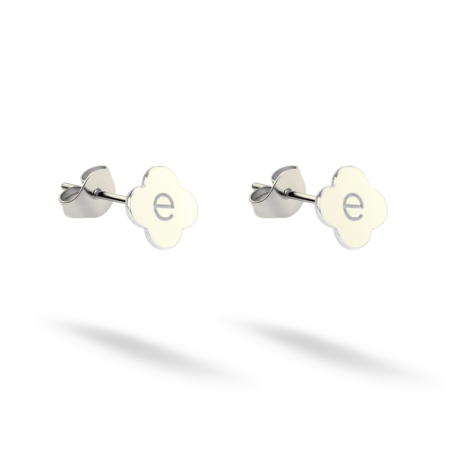 Flower Custom Initial Earrings 14K Gold