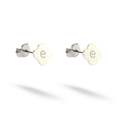 Flower Custom Initial Earrings 14K Gold