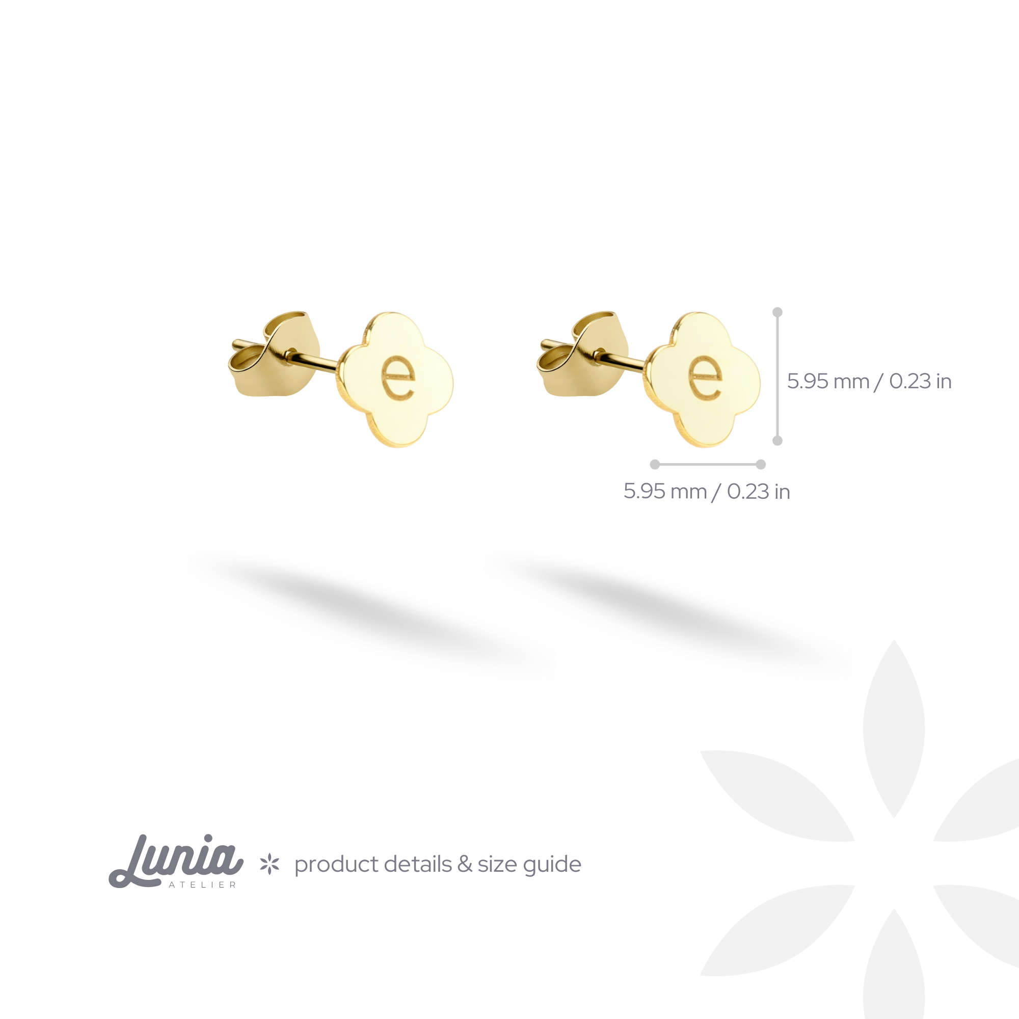 Flower Custom Initial Earrings 14K Gold