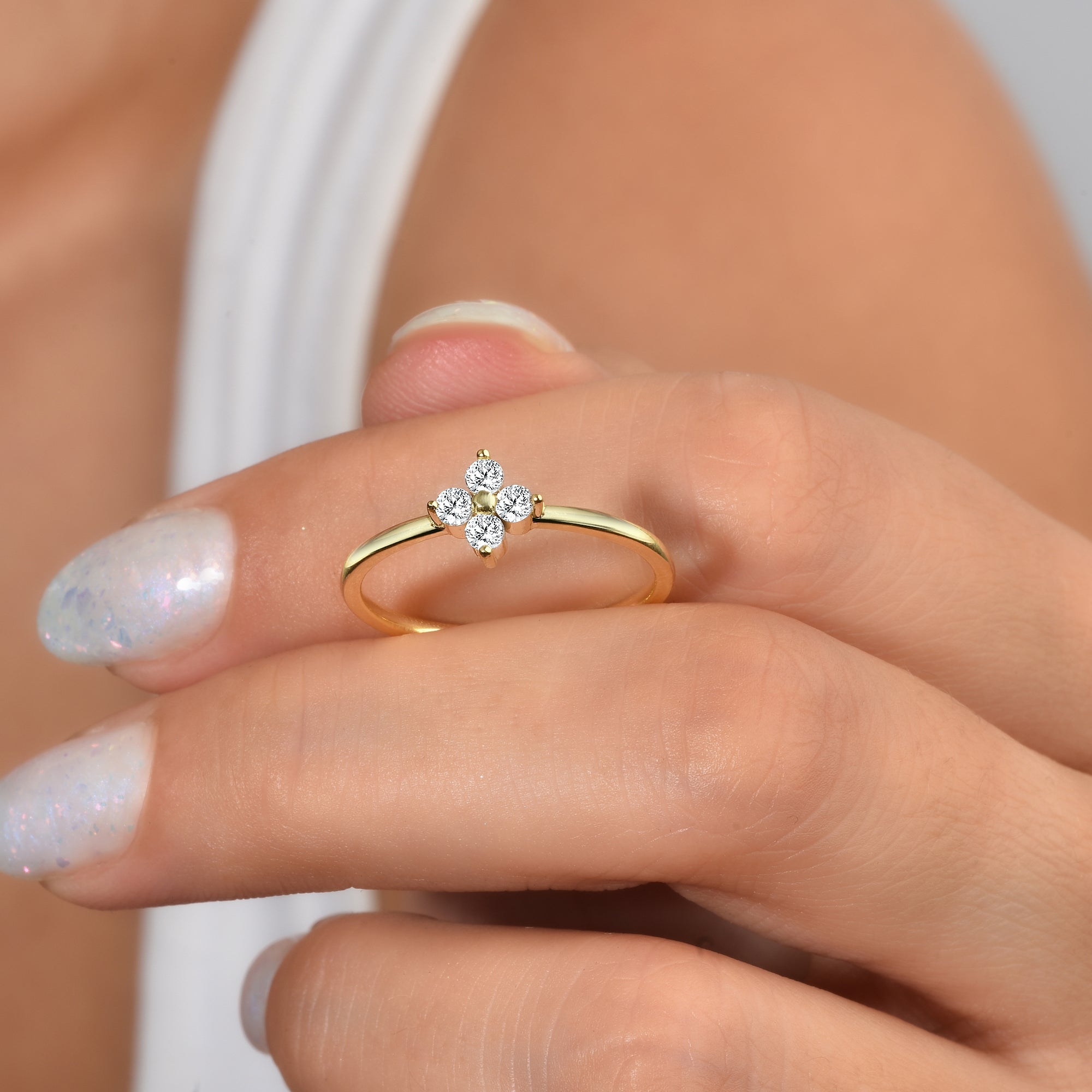 Flower Diamond Ring 14K Gold