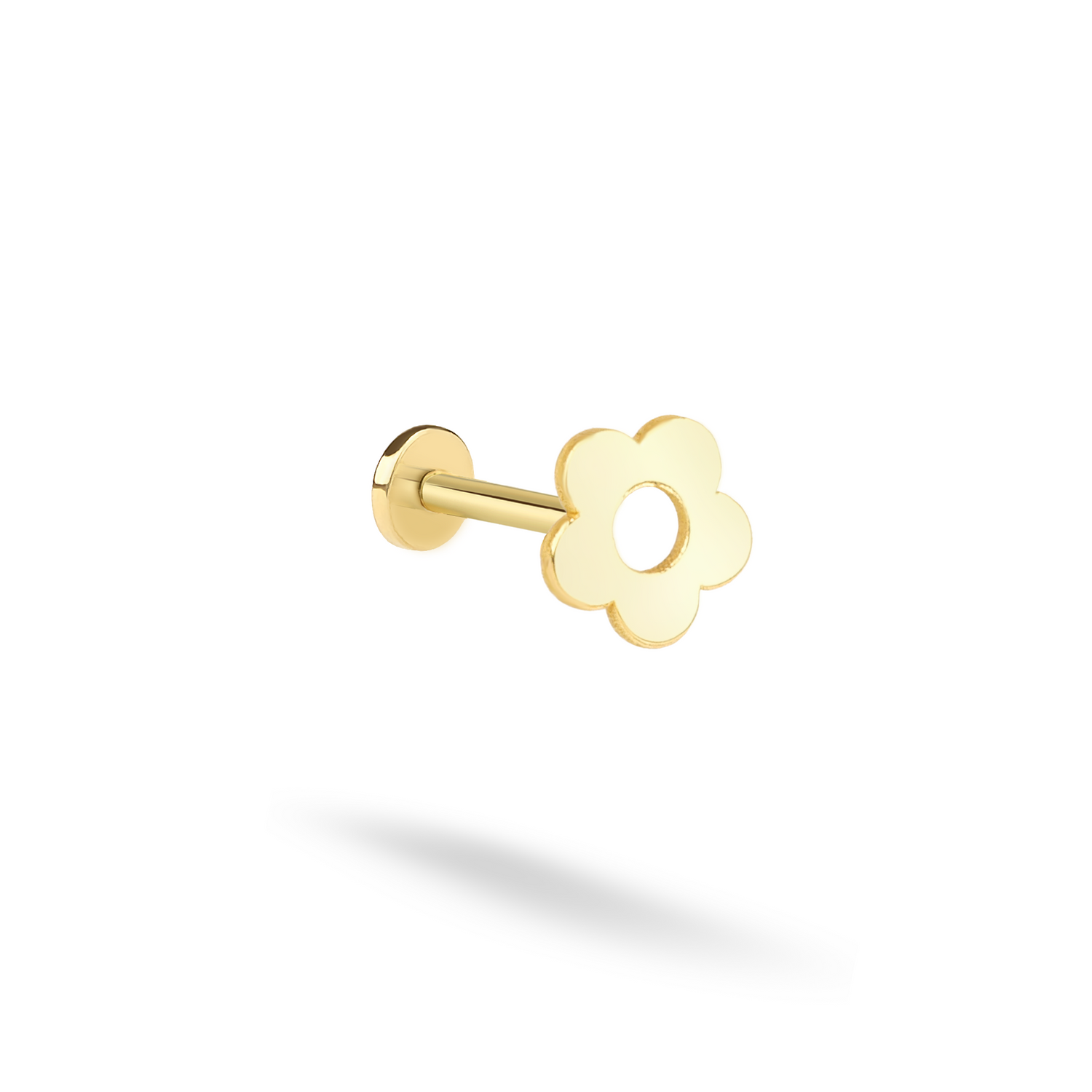 14K Gold Flatback Ear Piercing – Flower Style