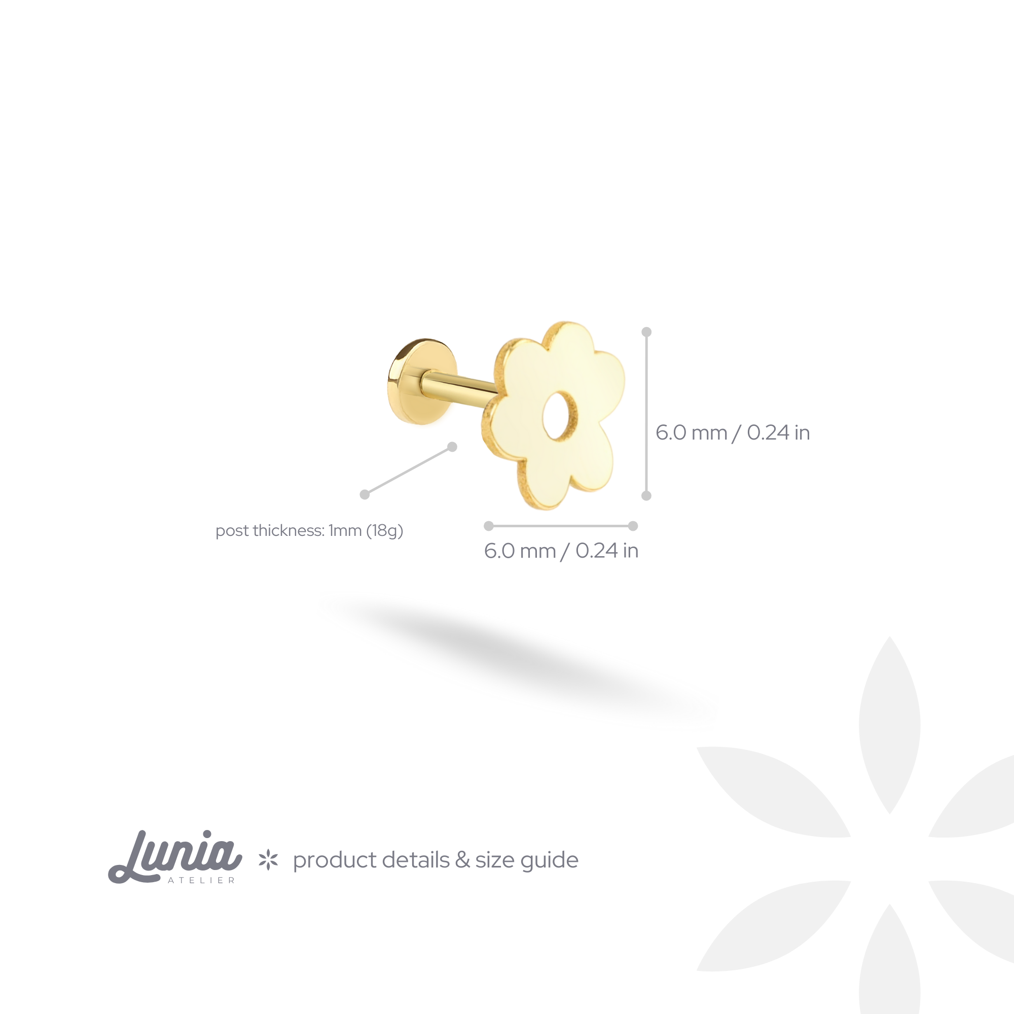 Flower Flatback Ear Piercing 14K Gold