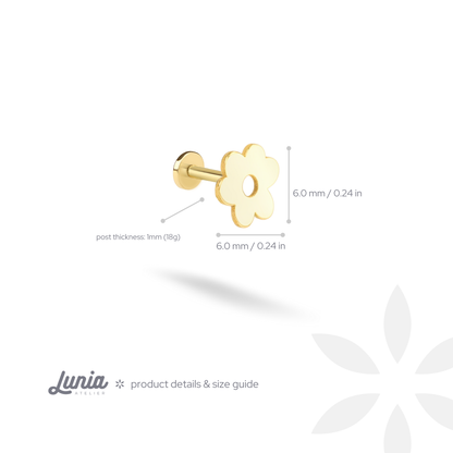 Flower Flatback Ear Piercing 14K Gold