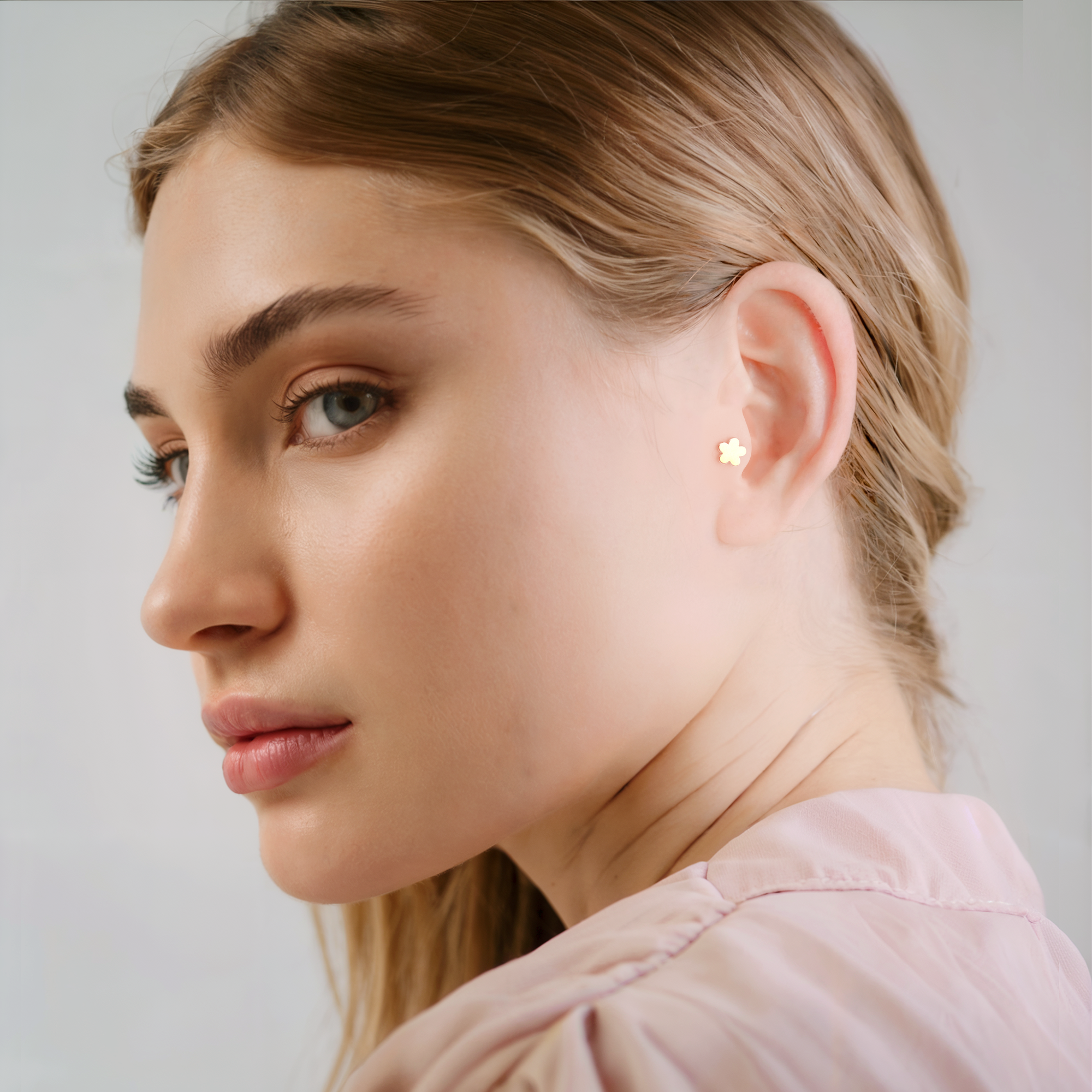 Flower Flatback Ear Piercing 14K Gold