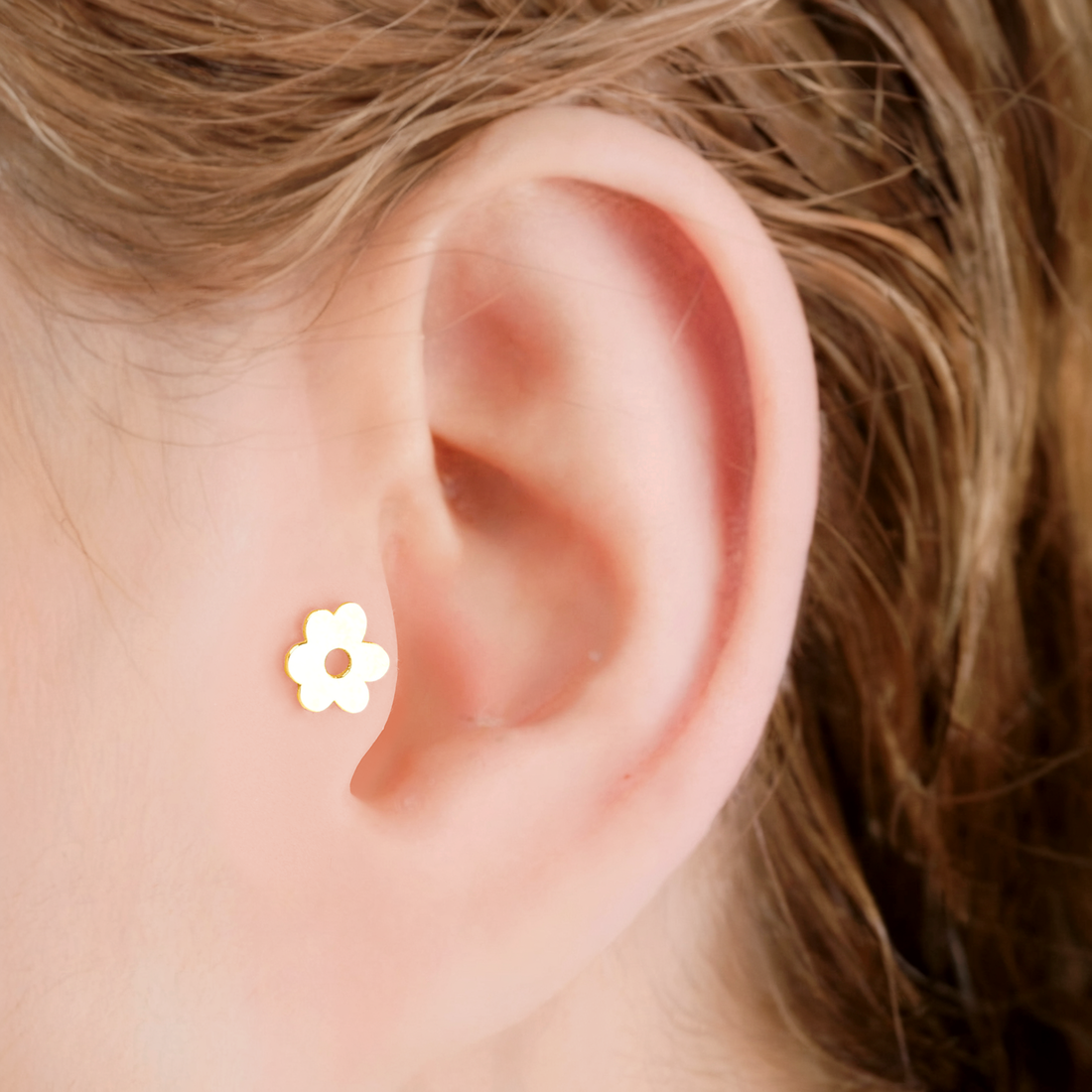 Flower Flatback Ear Piercing 14K Gold