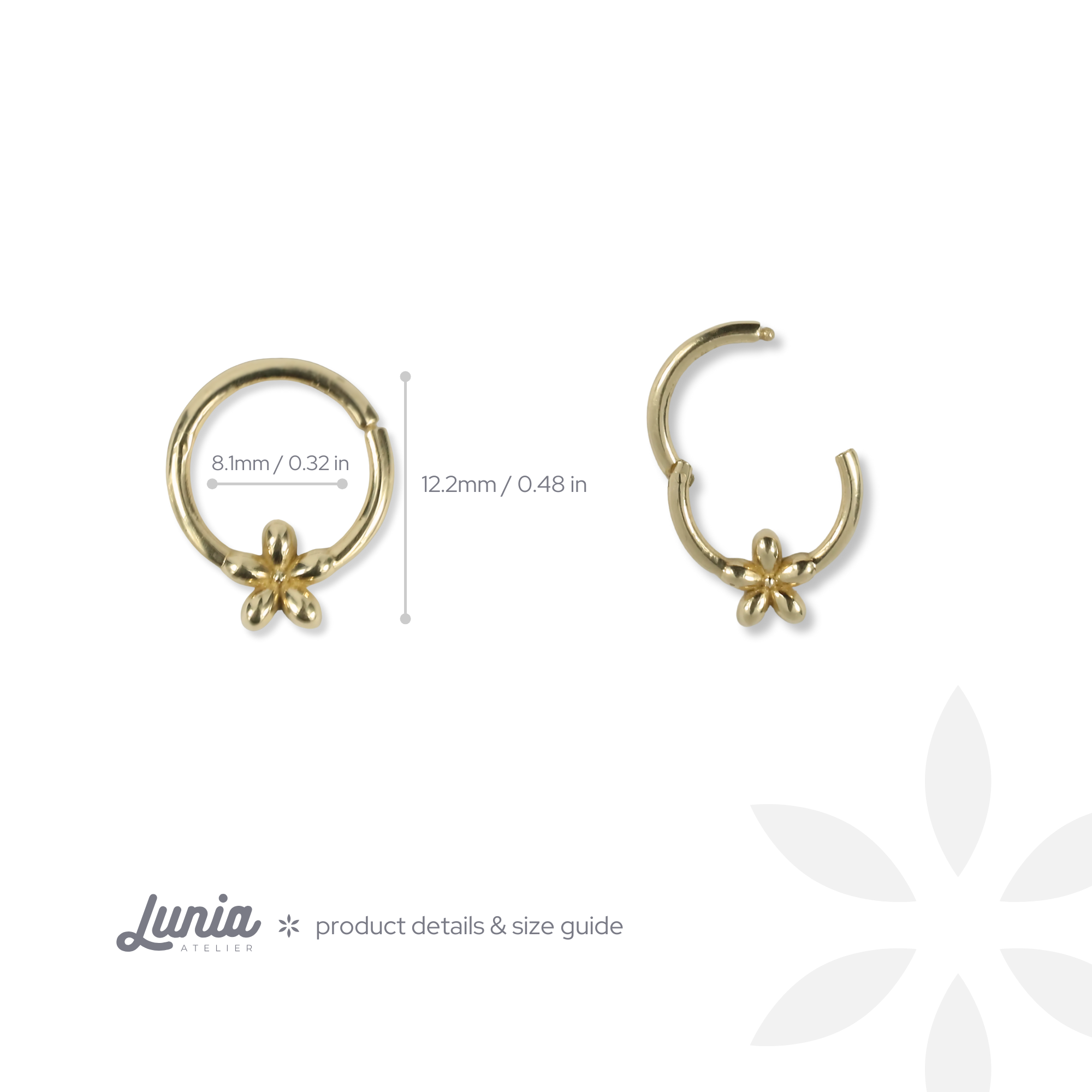 Flower Hoop Ear Piercing 14K Gold