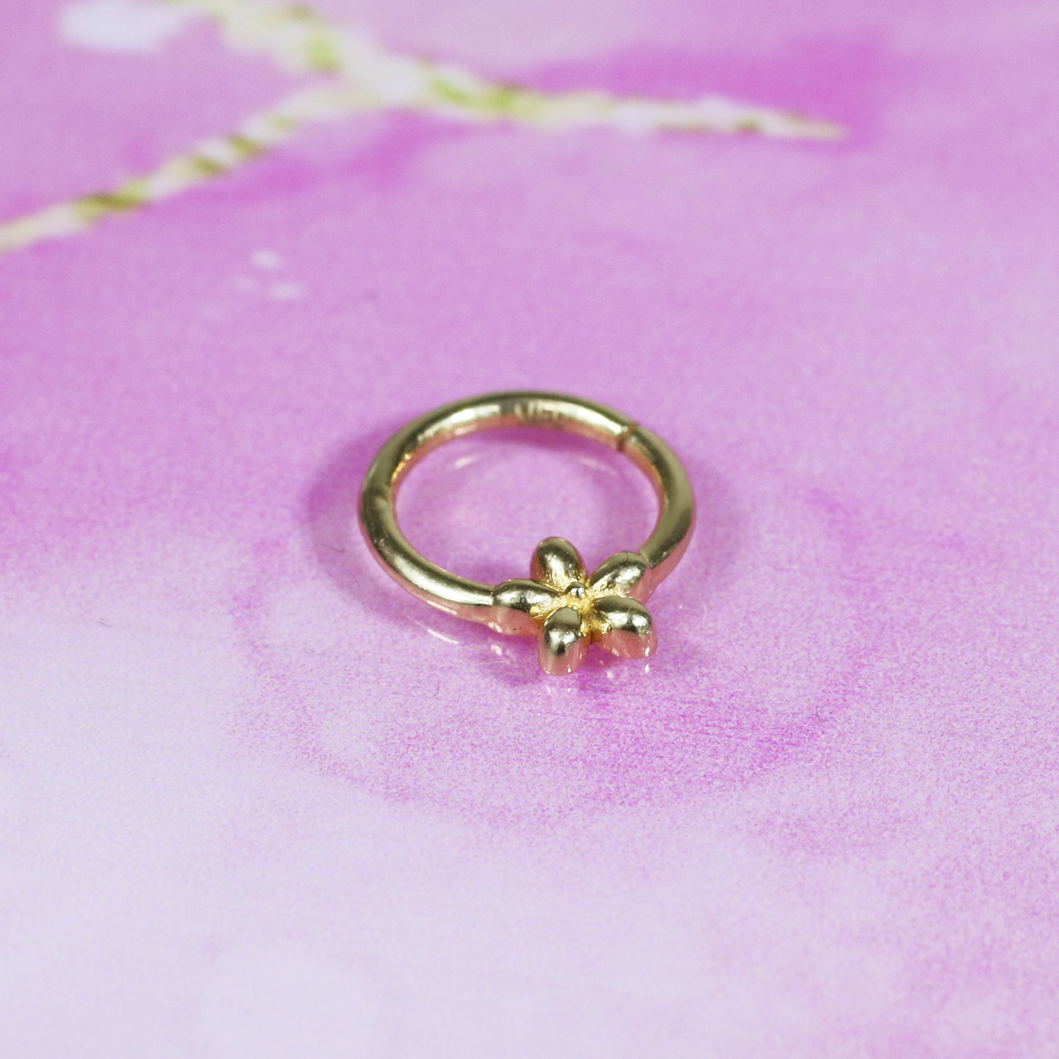 Flower Hoop Ear Piercing 14K Gold