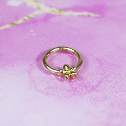 Flower Hoop Ear Piercing 14K Gold