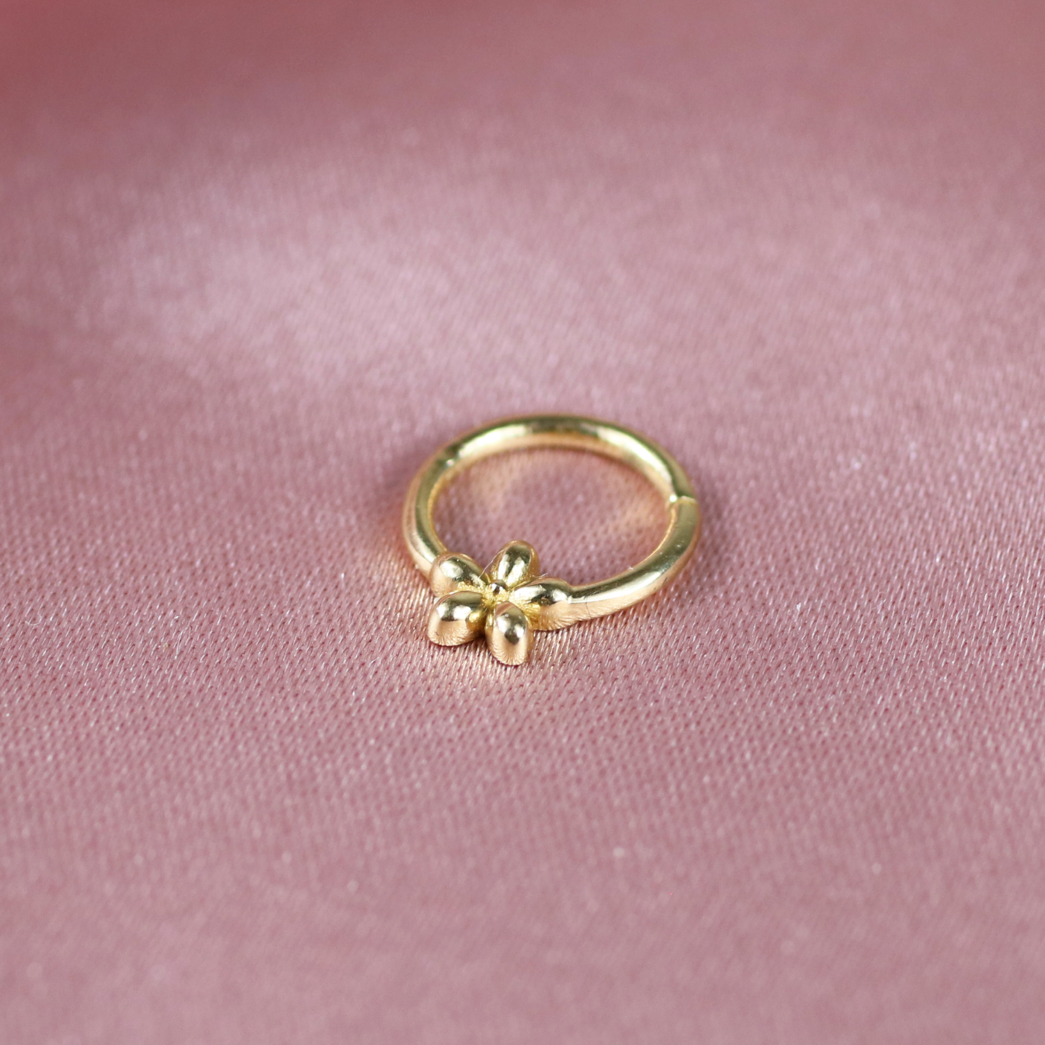 Flower Hoop Ear Piercing 14K Gold