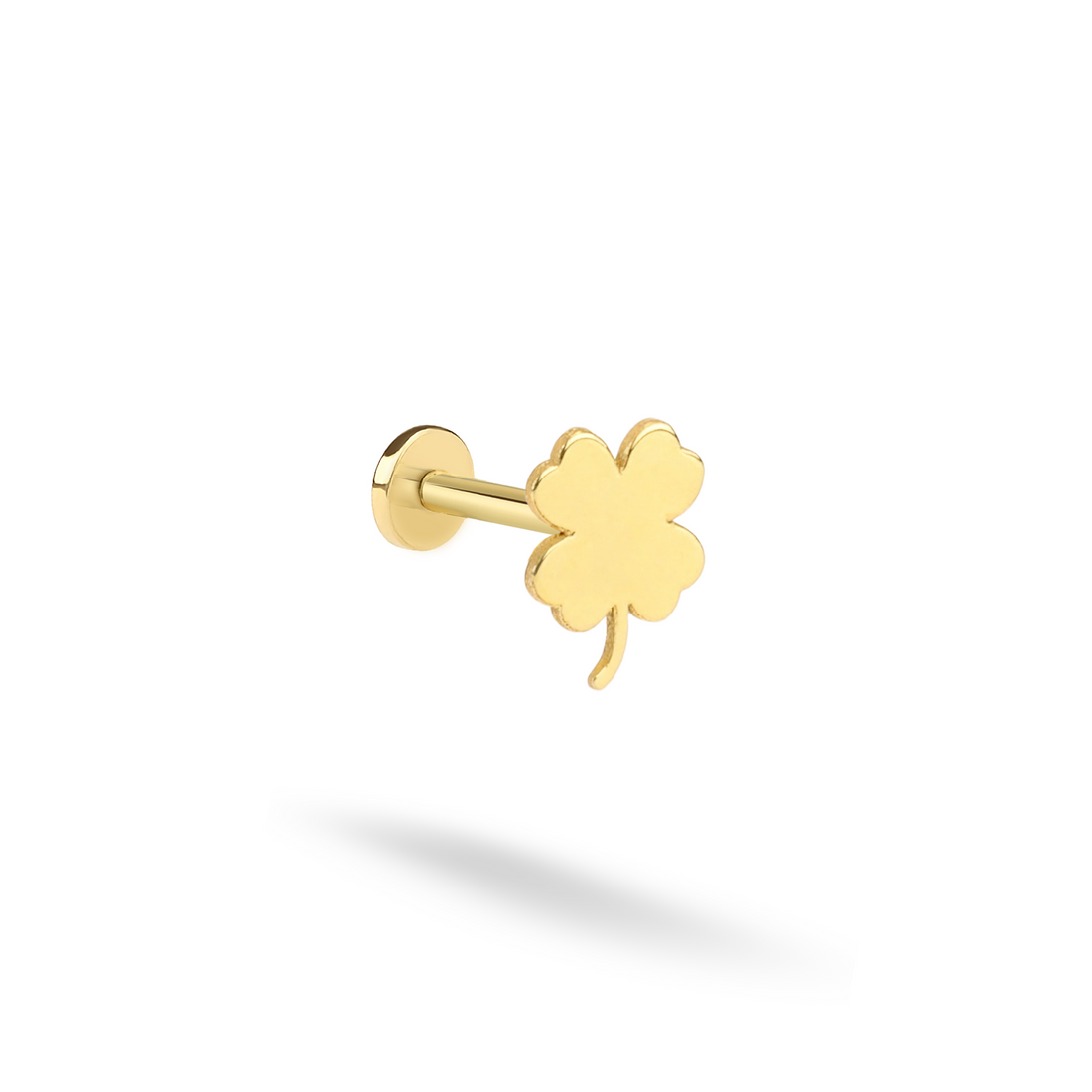 Irish Clover Flatback Ear Piercing 14K Gold