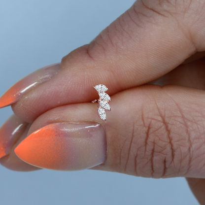 Four Stones Flatback Ear Piercing 14K Gold with CZ Stone