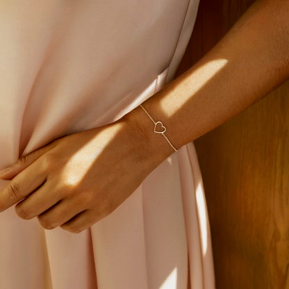 Frame Heart Chain Bracelet 14K Gold