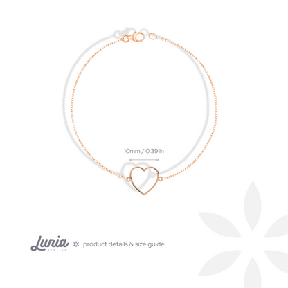 Frame Heart Chain Bracelet 14K Gold