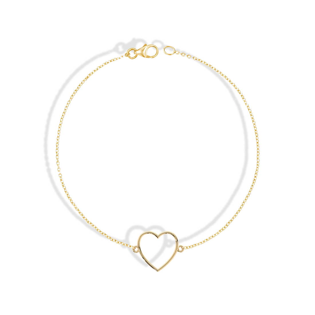 Frame Heart Chain Bracelet 14K Gold