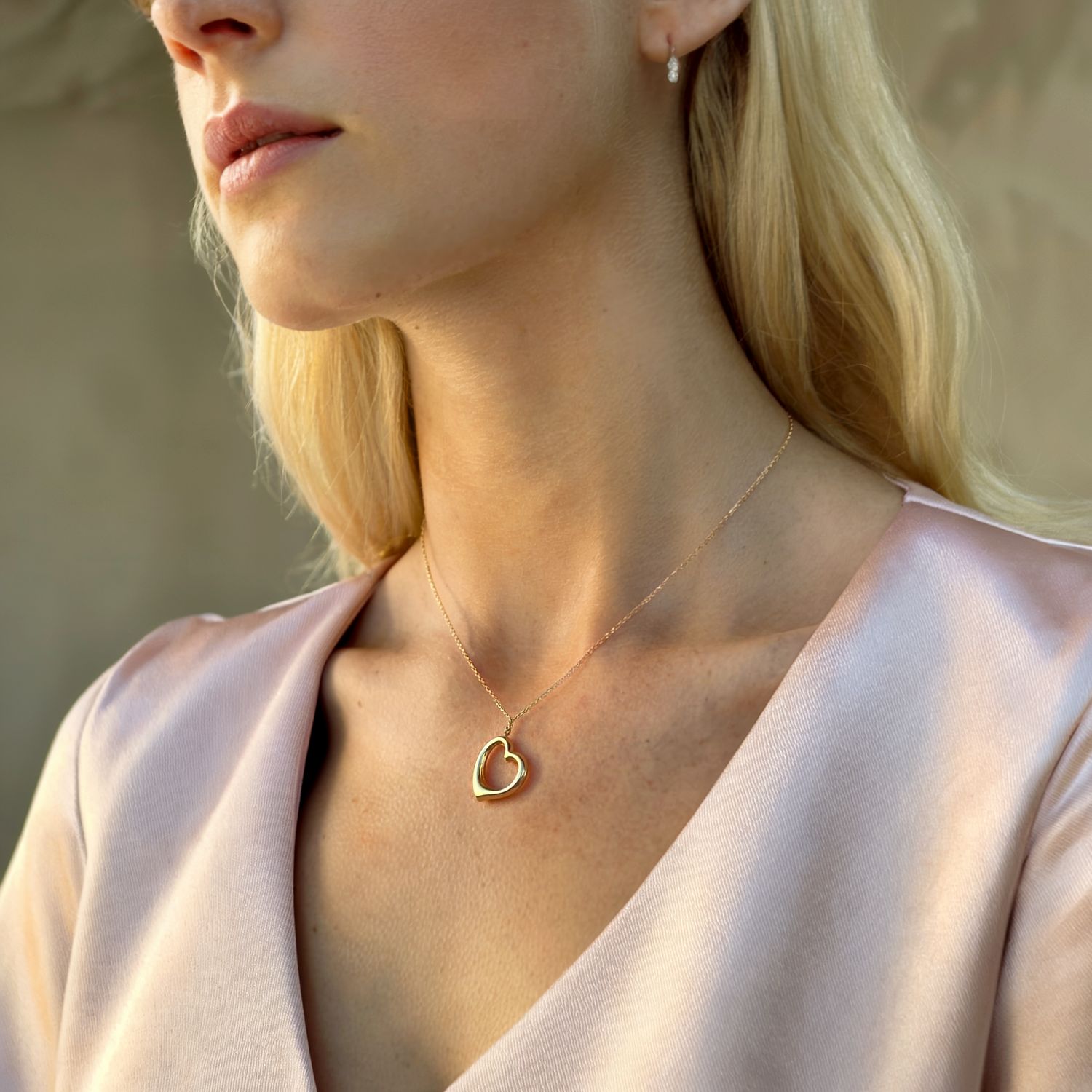 Frame Heart Love Necklace 14K Gold