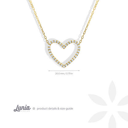 Frame Diamond Stone Heart Necklace 14K Gold