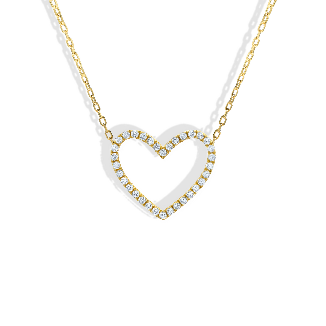 Frame Stone Heart Necklace 14K Gold