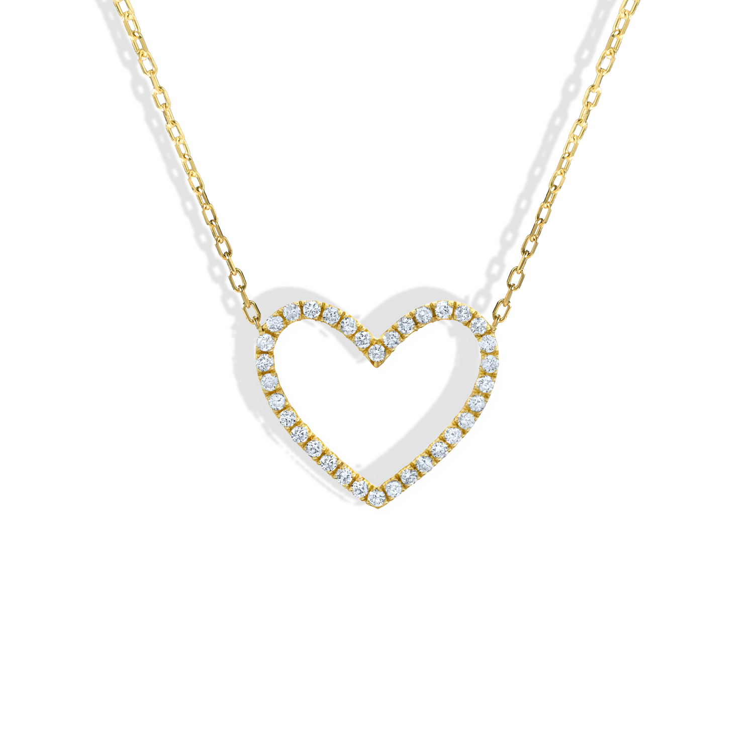 Frame Stone Heart Necklace 14K Gold