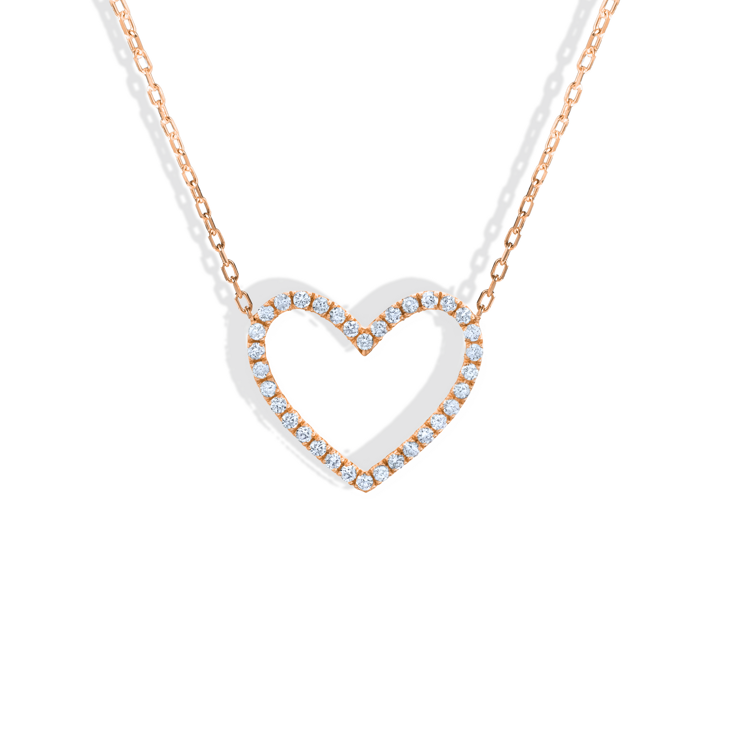 Frame Diamond Stone Heart Necklace 14K Gold