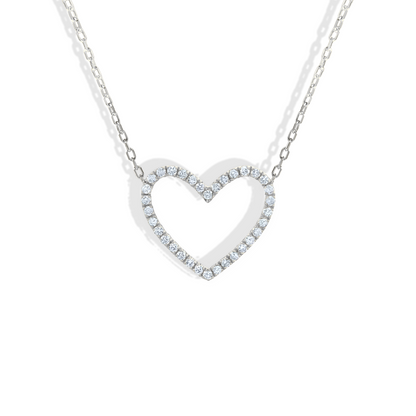 Frame Diamond Stone Heart Necklace 14K Gold