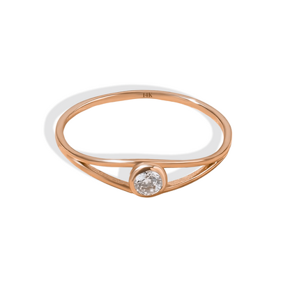 Framed Solitaire Ring Diamond 14K Gold