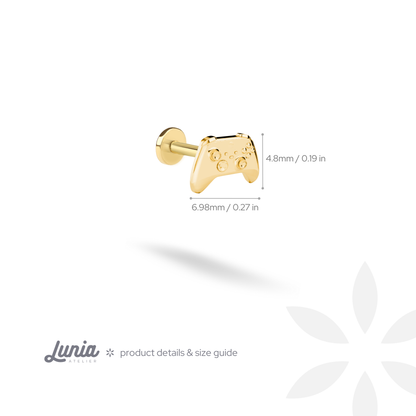 Game Controller Flatback Ear Piercing 14K Gold / Silver